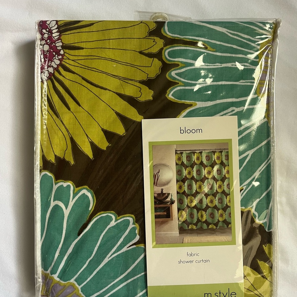 bloom Teal and Lime Floral Shower Curtain